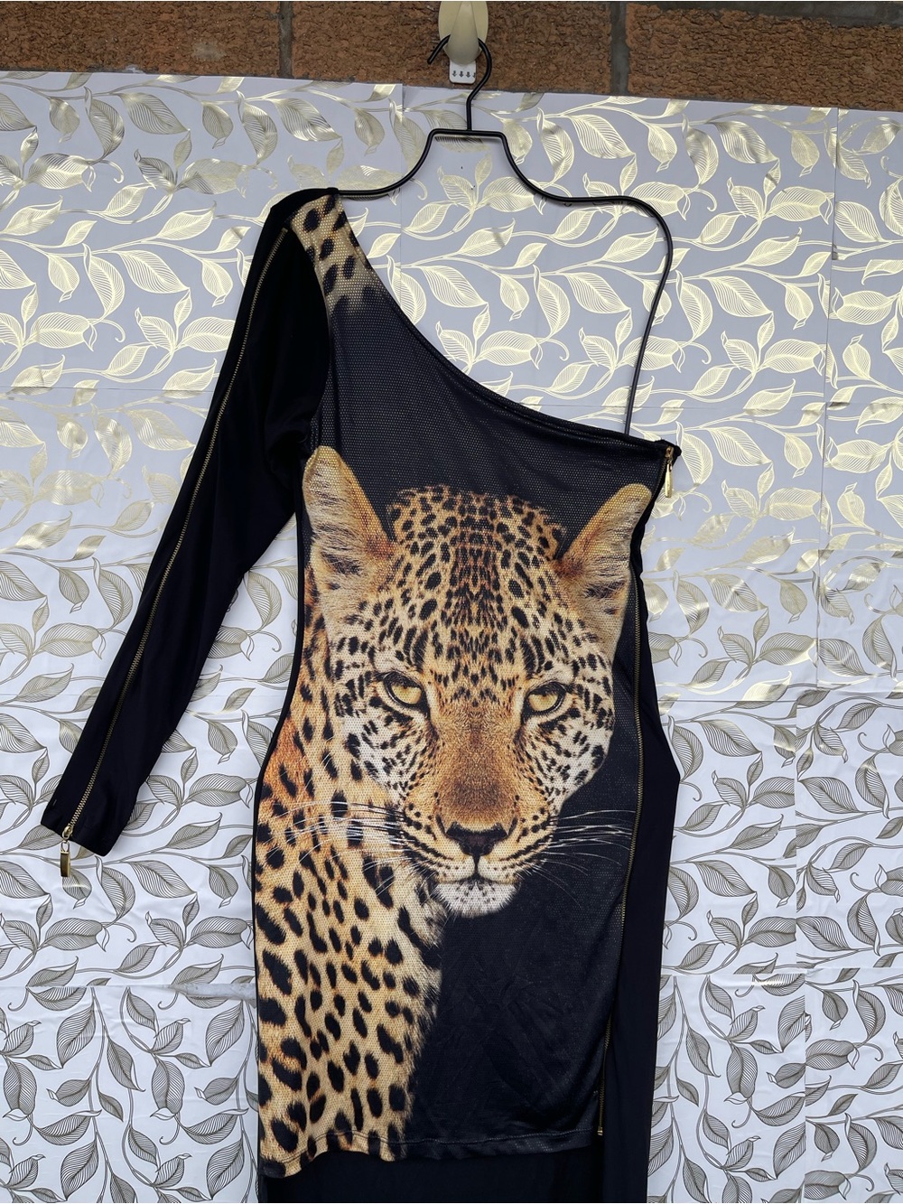 Just Cavalli Mob Wife Leopard One Shoulder Asymmetric Dress M New Italy - Picture 6 of 15
